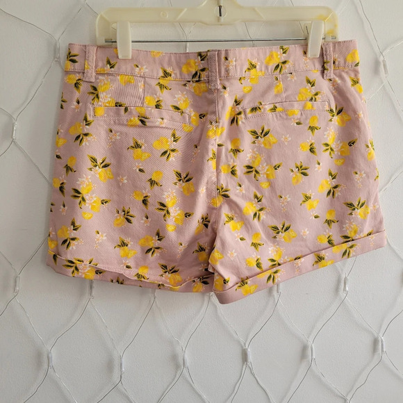 Cuffed Shorts with Lemon Print / Pink & Yellow / Juniors Size 13 - Picture 4 of 6